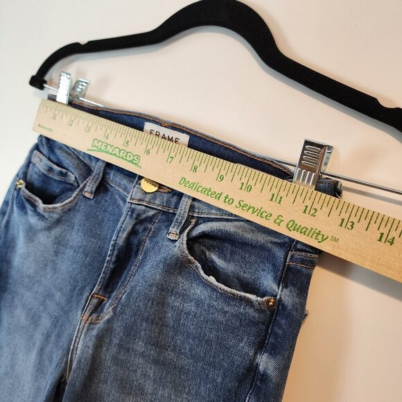 Frame Le Skinny de Jeanne Shredded Raw Hem Denim Jeans Distressed Stretch sz 26 - Picture 9 of 11